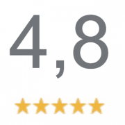 4,8 star review rating on google